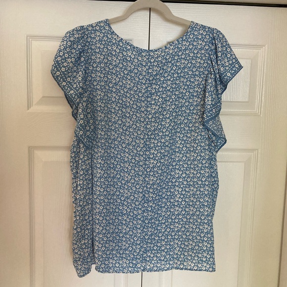 Blue Floral Ruffle Blouse - Picture 7 of 9